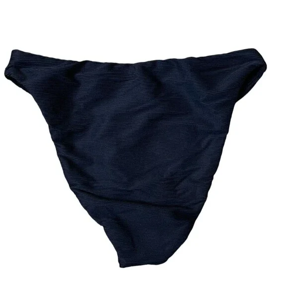 J. Crew Ribbed High Rise Cheeky Bikini Bottom Women’s Sz Small Black BE808 New! - Picture 2 of 6